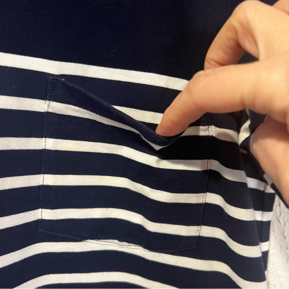 J. Crew Navy and White Nautical Striped 100% Cotton T Shirt Dress size Medium - Picture 6 of 10